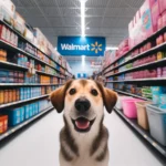 Dog inside a Walmart