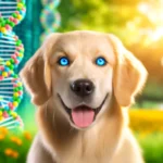 Genetically Modified Golden Retriever with Blue Eyes